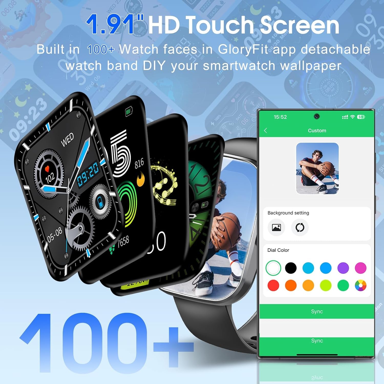 Smart Watch, 1.91" HD Screen Smartwatch for Men Women(Answer/Make Call), Fitness Watch with Heart Rate/Sleep Monitor/Steps Monitor, 110+ Sports Modes, IP68 Waterproof Activity Trackers for Android Ios