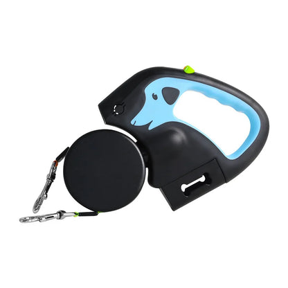 Auto Retractable Dog Leash 3M Extendable Rope for 2 Dogs Outdoor Travel Walking Traction Rope with Flashlight and Poop Bag Box