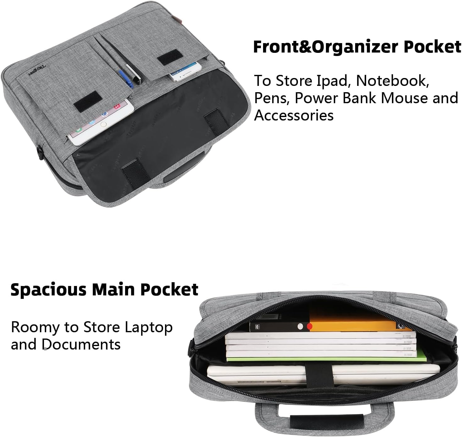17 Inch Laptop Briefcase, Business Water Resistant Briefcase Carry on Case for for Men Women, Premium Professional Lightweight Portable Gifts Carry on Computer Bag with Strap, Grey