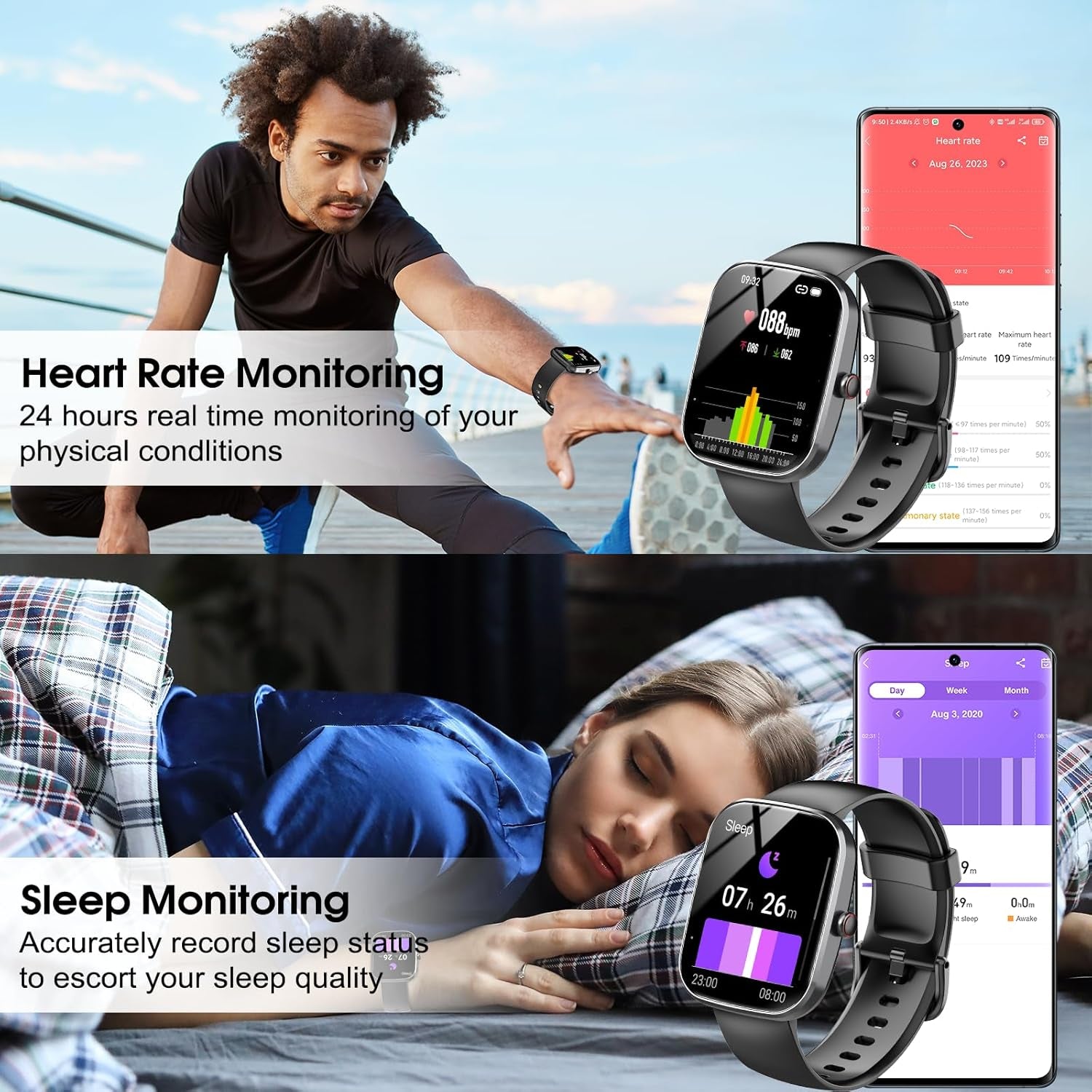 Smart Watch, 1.91" HD Screen Smartwatch for Men Women(Answer/Make Call), Fitness Watch with Heart Rate/Sleep Monitor/Steps Monitor, 110+ Sports Modes, IP68 Waterproof Activity Trackers for Android Ios