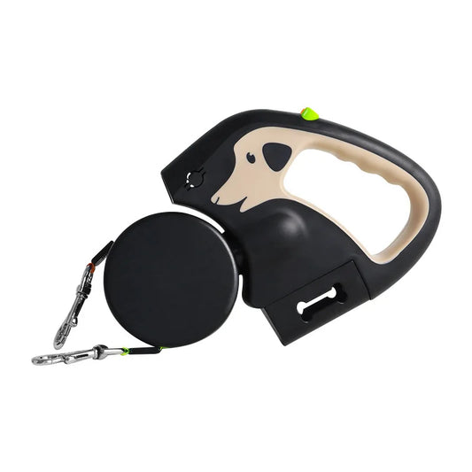 Auto Retractable Dog Leash 3M Extendable Rope for 2 Dogs Outdoor Travel Walking Traction Rope with Flashlight and Poop Bag Box