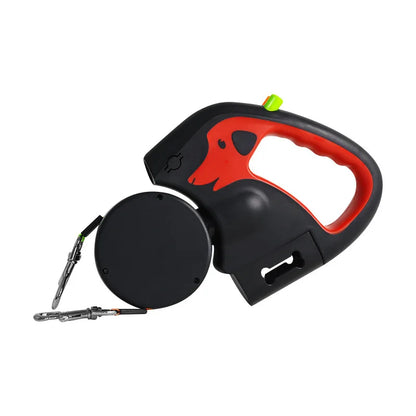 Auto Retractable Dog Leash 3M Extendable Rope for 2 Dogs Outdoor Travel Walking Traction Rope with Flashlight and Poop Bag Box
