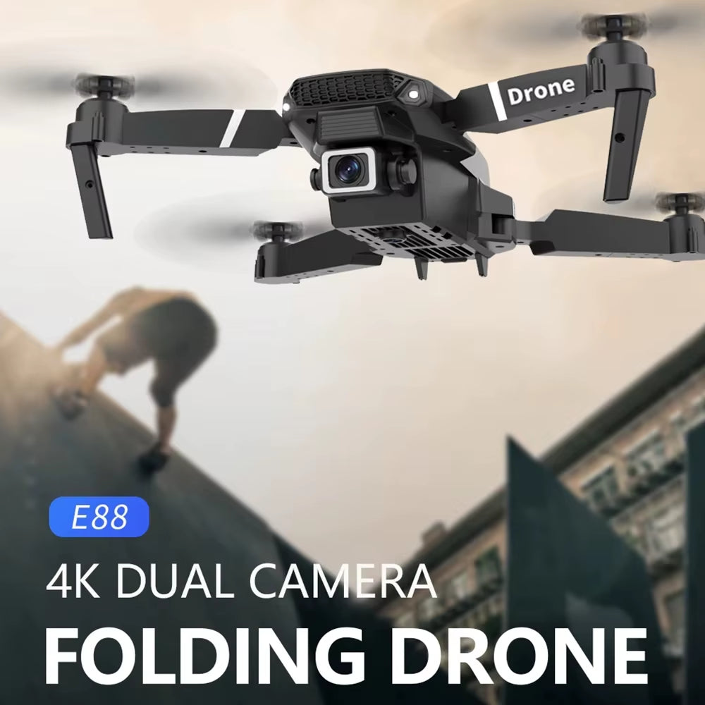 Professional Drone E88 4K Wide-Angle HD 1080P Camera Wifi FPV Height Hold Foldable RC Drone Quadrotor Helicopter Children'S Toys