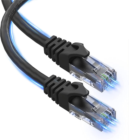 Cat 6 Ethernet Cable 25 Ft, Outdoor&Indoor 10Gbps Ethernet Cable, High Speed Cat6 Cable RJ45 LAN Internet Cable for Computer, Router, Modem, PS4/5, Xbox, Gaming - Black